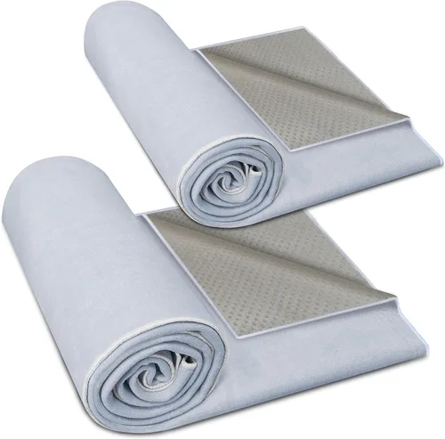 Miniatura 9 de Toalla de yoga caliente antideslizante, paquete de 2 toallas de yoga gruesas y suaves, absorbentes del sudor, con punto de agarre, 72 x 26 pulgadas