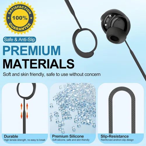 Miniatura 3 de PUCGUE Correa Anti-Pérdida Compatible con Bose New QuietComfort Earbuds 2024, Cordón Deportivo de Silicona para Bose New QC Earbuds Negro