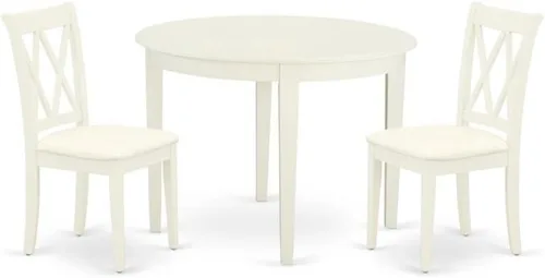 Miniatura 7 de East West Furniture BOCL3-LWH-W - Juego de muebles de comedor de 3 piezas que contiene una mesa de comedor redonda y 2 sillas de asiento de madera