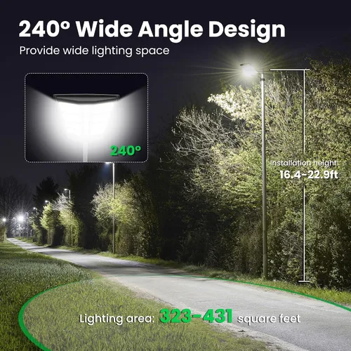 Miniatura 2 de 8000 W Luces de calle solares al aire libre - Luces solares al aire libre impermeables con sensor de movimiento, luces de estacionamiento
