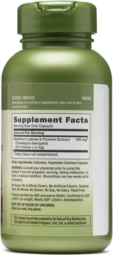 Miniatura 3 de GNC Herbal Plus Extracto de Espino 150mg, Caps 100