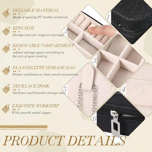 Miniatura 28 de Yinkin 12 piezas de mini joyero de viaje para dama de honor, organizador de aretes de piel sintética, accesorios de viaje a granel, soporte portátil