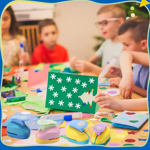 Miniatura 7 de Harloon 10 piezas de perforadoras para manualidades de 1 pulgada, cortador de formas mixtas para manualidades de papel, álbumes de recortes