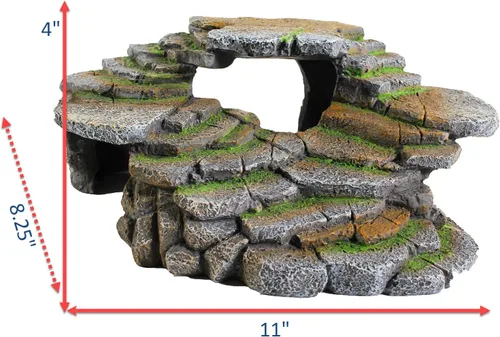 Miniatura 2 de Penn-Plax (REP183) Reptología Repisa de Escalones de Paisaje de Pizarra y Ocultadero de Cueva – Resina Decorativa para Acuarios y Terrarios – Ideal