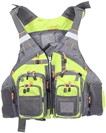 Miniatura 4 de JKSPORTS Chaleco de pesca con mosca, chaleco salvavidas de seguridad para natación, vela, barco, kayak, flotante, multifuncional, transpirable, Gris