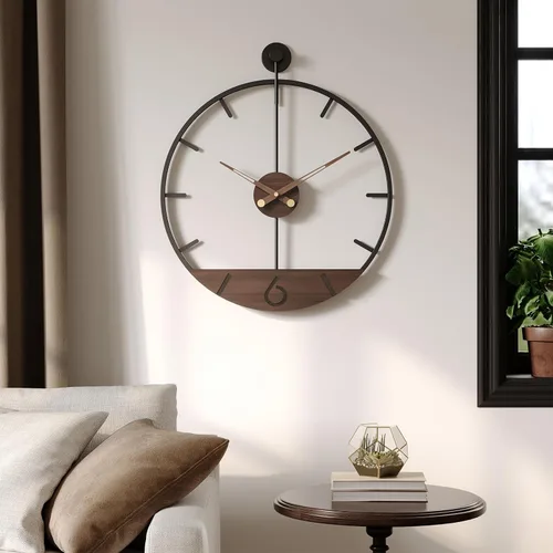 Miniatura 10 de Reloj de pared negro de 16 pulgadas decorativo, moderno reloj de metal para sala de estar, funciona con pilas, silencioso, sin tictac, números