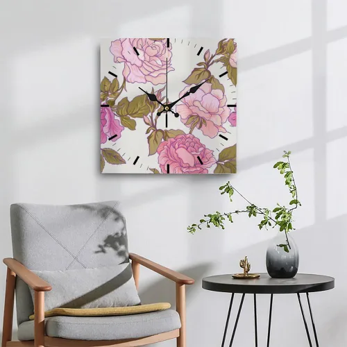 Miniatura 4 de Pink Roses Flower Bloom Battery Operated Clock Clocks for Bedroom Battery Operated Wall Clock Non Ticking Silent Clocks Garage for Kitchen Bathroom