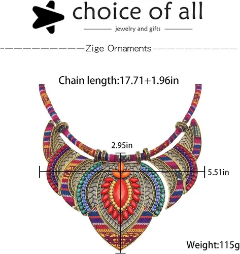 Miniatura 7 de choice of all Collares gruesos de estilo étnico para mujer, collar étnico bohemio, collar colorido, festival, tribal con cuentas, gargantilla