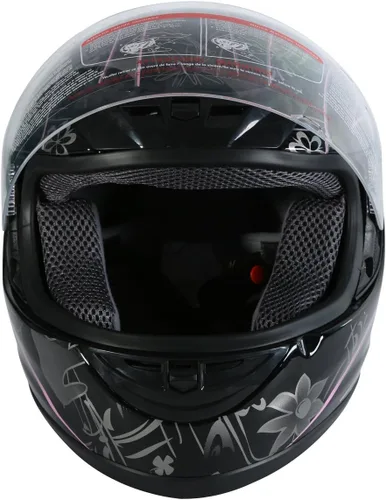 Miniatura 5 de TCT-MOTORPARTS - Casco de motocicleta con tapa abatible, de cara completa, certificado por el DOT, diseño de mariposa rosa y negro, casco deportivo