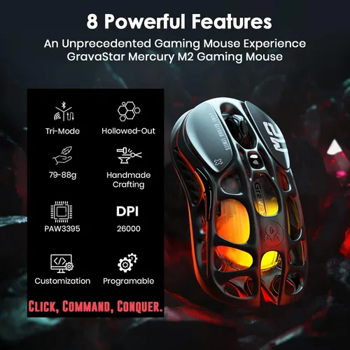 Miniatura 2 de GravaStar Mercury M2 - Mouse inalámbrico para juegos con robot GravaStar Alpha65 Bloque de cargador rápido GaN