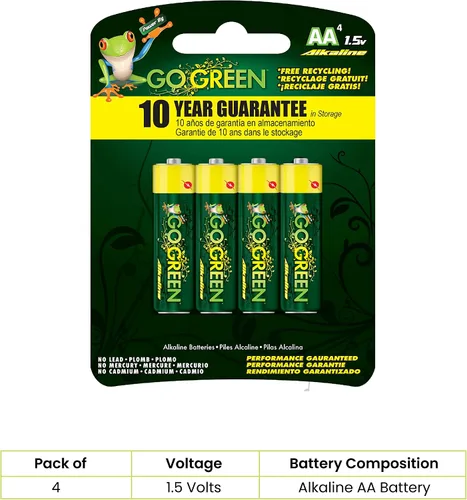 Miniatura 2 de GoGreen Power (24001) - Pilas alcalinas AA ecológicas, sin plomo, cadmio o mercurio, paquete de 4