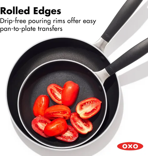 Miniatura 6 de OXO - Juego de sartenes antiadherentes de todos los días, mangos de silicona con agarre cómodo libres de BPA, aptos para lavavajillas y horno