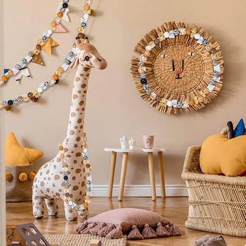 Miniatura 4 de 200 piezas de lindas cuentas de madera con animales de la jungla con estampado de vaca, leopardo, tigre y jirafa, cuentas sueltas con separadores