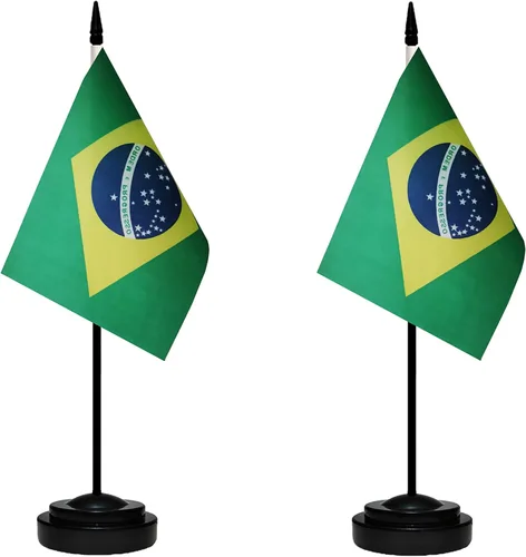 Miniatura 24 de Juego de banderas colombianas de lujo para escritorio de Colombia, pequeñas banderas de escritorio colombianas en miniatura con poste sólido, base