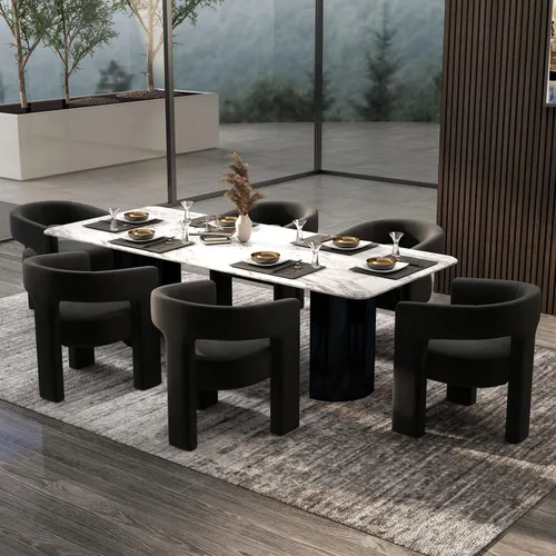 Miniatura 11 de Modernas sillas de comedor, silla de sherpa tapizada de terciopelo con respaldo, silla de tocador Boucle ensamblada cómoda para cocina, comedor