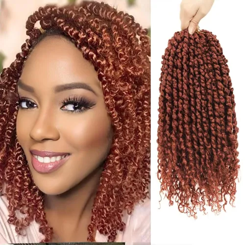Miniatura 24 de 9 paquetes de cabello pretrenzado Passion Twist de 10 pulgadas, cabello de ganchillo Passion Twist con ombre marrón, trenzas de ganchillo bohemio