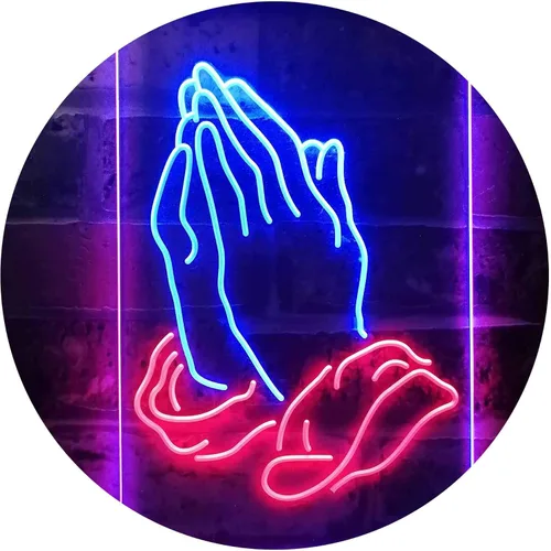 Miniatura 16 de ADVPRO Praying Hands Home Display Dual Color LED Neon Sign Blue & Red 8.5" x 12" st6s23-i3264-br