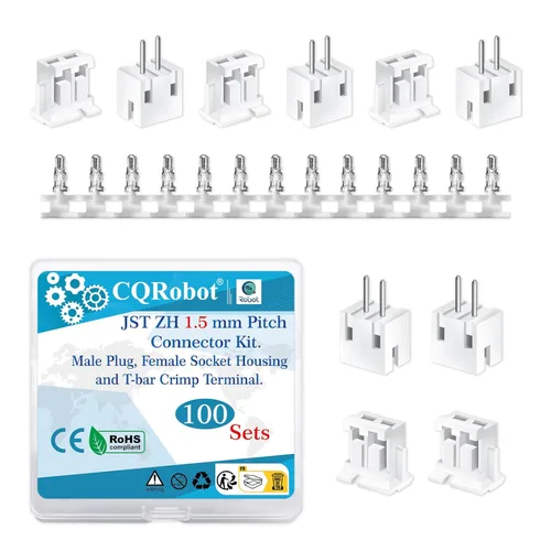 Miniatura 84 de CQRobot JST EL 4.5 mm de paso 2 pines conector electrónico IC macho, enchufes hembra carcasa y kit de terminales de crimpado en T macho/hembra. 50