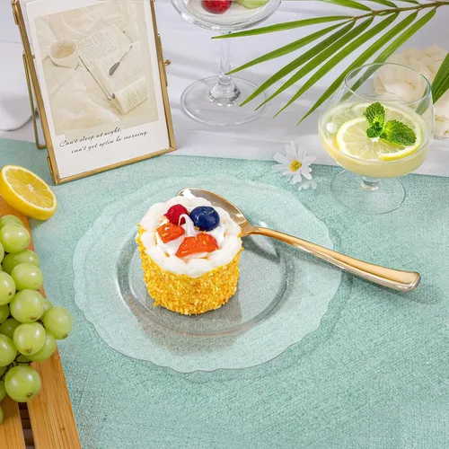 Miniatura 2 de WDF 60 platos desechables de plástico transparente para postre, 7.5 pulgadas, pequeños, desechables, para pasteles, aperitivos, postres para bodas