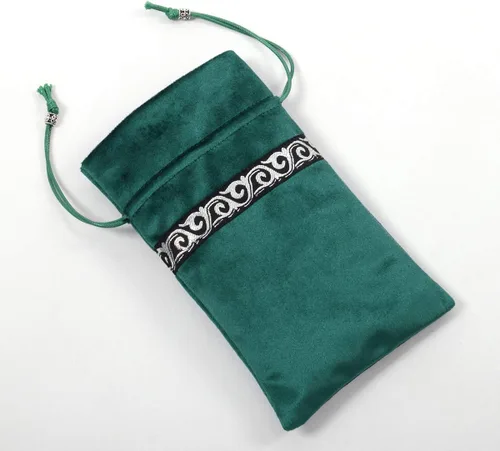 Miniatura 7 de BLESSUME Mantel de tarot de altar adivinación Wicca terciopelo cuadrado con bolsa de tarot (verde)