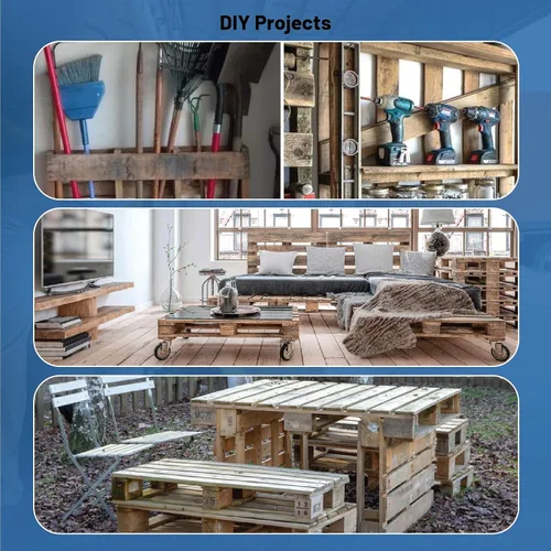 Miniatura 6 de Treaton, Paleta de madera de entrada de 4 vías para servicio pesado, 40 x 36 x 5 pulgadas, paleta de envío de madera dura de grado industrial