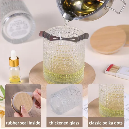 Miniatura 3 de DARJEN Paquete de 8 tarros de vela transparentes para hacer velas, tarros de vidrio vacíos de 14 onzas con tapas y etiquetas de bambú, suministros