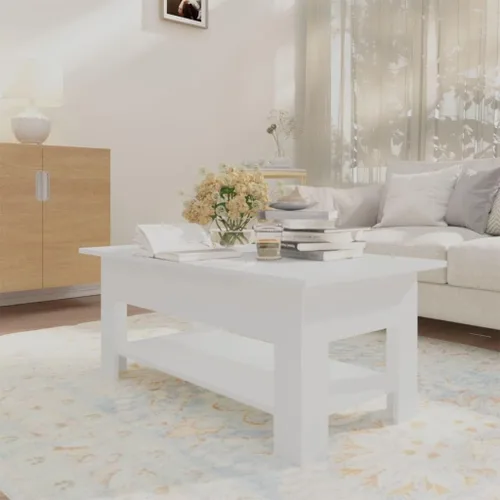 Miniatura 7 de White Engineered Wood Coffee Table 40.2" Rectangular with Storage Shelf, Modern Matte Finish, Small Coffee Table for Living Room, Bedroom, Apartment