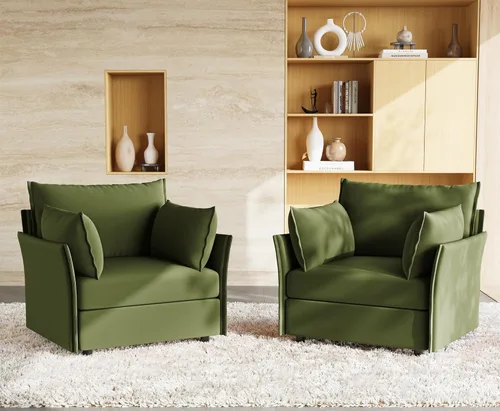 Miniatura 29 de ABCASA Silla de Acento de Gran Tamaño, Sillón Moderno Tapizado con Respaldo Extraíble y Funda Desmontable, Asiento de 24.5 Pulgadas de Profundidad
