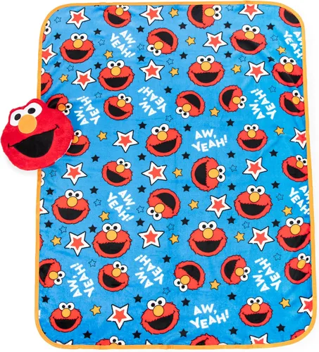 Miniatura 2 de Jay Franco Sesame Street - Almohada de felpa de Elmo y manta de 40" x 50" pulgadas, juego de Nogginz súper suave de 2 piezas para niños