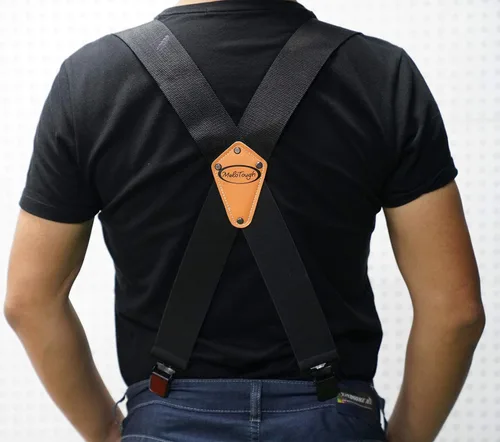 Miniatura 5 de Melo Tough - Tirantes de fuerza industrial para hombre, tirantes parciales elásticos para comerciante, tirantes de 2 pulgadas de ancho
