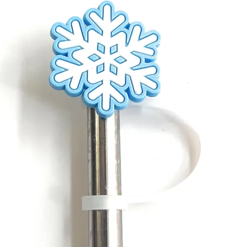 Miniatura 6 de Paquete de 6 Adornos Divertidos de Navidad para Pajitas de 8mm con Trineo, Árbol, Copo de Nieve y Papá Noel (Paquete de Navidad)