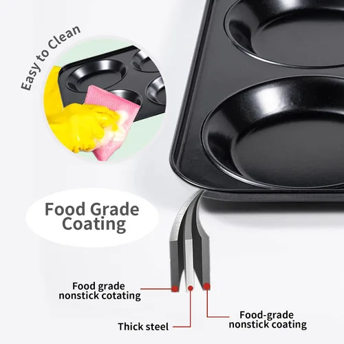 Miniatura 3 de Yomvzake Yorkshire - Molde para pudín, moldes para magdalenas de 4 pulgadas, paquete de 2 moldes antiadherentes para hamburguesas Whoopie, moldes
