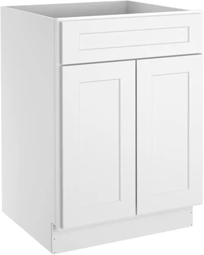 Miniatura 54 de LOVMOR Armarios de base de cocina, armario de almacenamiento aparador, gabinete de entrada con 1 cajón y estante ajustable, 24 pulgadas de ancho x
