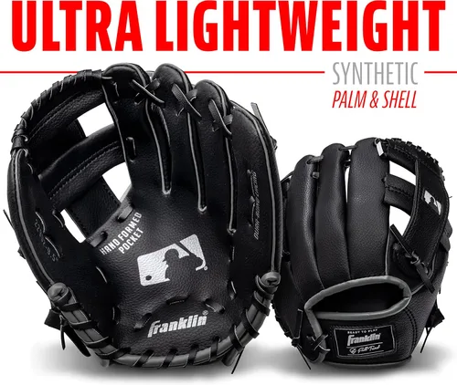 Miniatura 2 de Franklin Sports Kids Baseball Gloves - RTP Youth Teeball Glove + Ball Set - Boys + Girls Teeball Mitt - 9.5" Negro/Plateado