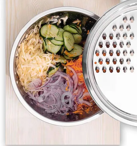Miniatura 8 de DOITOOL Colador 3 en 1 de cocina multifuncional ralladores de verduras cortador y rallador con cesta de drenaje de acero inoxidable y lavabo