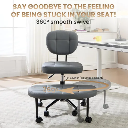 Miniatura 6 de Silla de oficina sin brazos cruzados para sentarse con patas cruzadas, silla de escritorio ergonómica de alta resistencia de 300 libras para TDAH