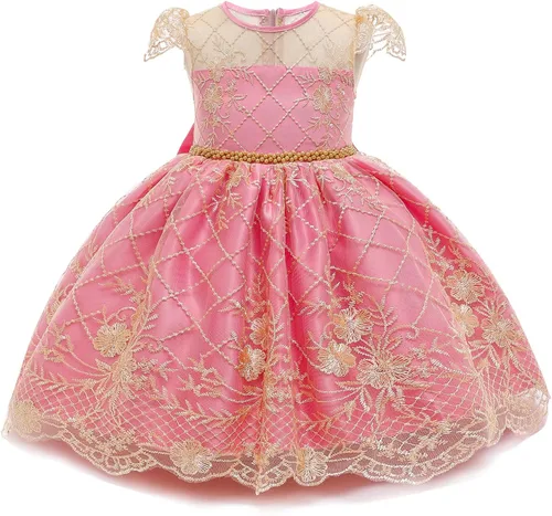 Miniatura 2 de NNJXD Vestido de princesa para bebé, con flores, para cumpleaños, bodas, fiestas