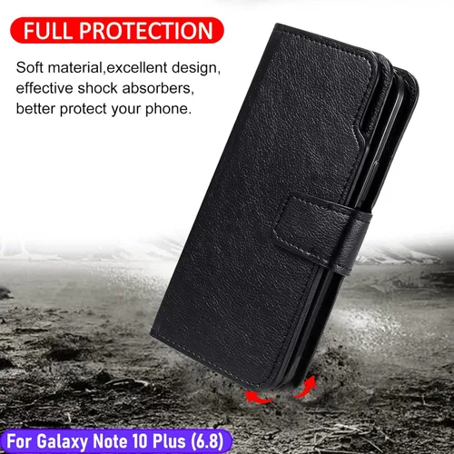 Miniatura 6 de Funda tipo cartera para Galaxy Note 10 Plus/Note10+ de 6.8 pulgadas [3+ ranuras para tarjetas] Funda de piel sintética plegable para tarjetas