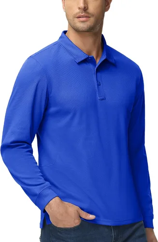 Miniatura 6 de MAGCOMSEN Camisas polo para hombre, 3 botones, secado rápido, manga larga, tácticas, camisa de golf