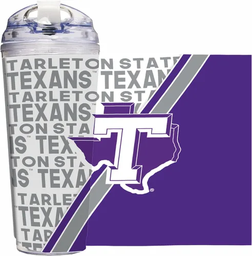 Miniatura 75 de Rico Industries Taza acrílica NCAA estándar de 24 onzas con tapa con bisagra, taza de doble pared oficialmente licenciada con pajita