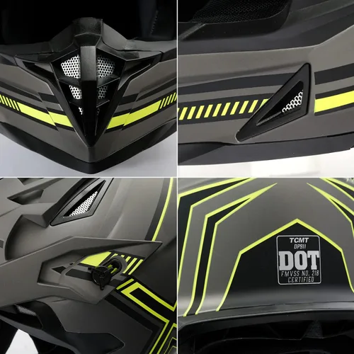 Miniatura 8 de TCMT Casco de motocicleta unisex para adultos, de cara completa, todoterreno, motocross, ATV, bicicleta de montaña, MX casco aprobado por DOT
