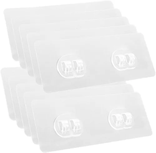 Miniatura 9 de Zerodeko 20 piezas de calcomanías transparentes con hebilla de doble garra que no deja marcas, parches adhesivos de plástico resistente, perchas