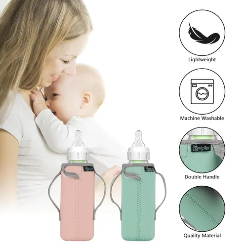 Miniatura 6 de Beautyflier Fundas de vidrio para biberones de bebé para biberones estrechos naturales del Dr. Brown's de 8 onzas con doble asa, 0.130 in de grosor