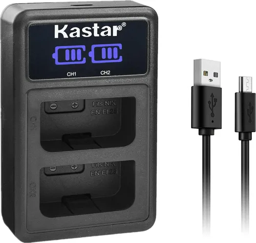 Kastar Cargador USB dual LCD compatible con batería Nikon EN-EL25 ENEL25 EN-EL25a 4241, cargador Nikon MH-32 y Nikon Serie Z, Nikon Z50 Z 50, cámara