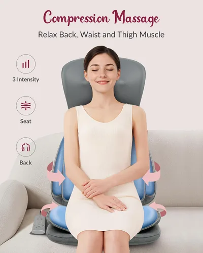 Miniatura 3 de Masajeador Shiatsu de cuello y espalda con calor, masajeador para silla de cuerpo completo con compresión, almohadilla de masaje para silla