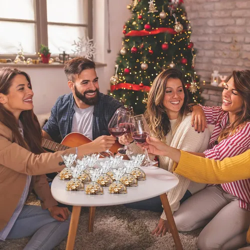Miniatura 7 de Resholder 100 bolsas de celofán transparentes de Navidad de 11.0 x 5.1 in, bolsas de almacenamiento con parte inferior de bloque, con 100 lazos
