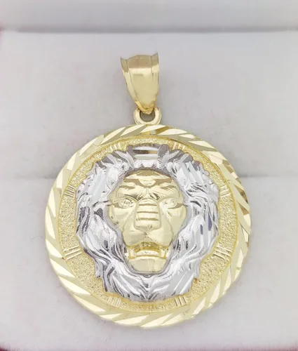 Miniatura 2 de Colgante de cabeza de león de oro amarillo de 10 quilates, Oro