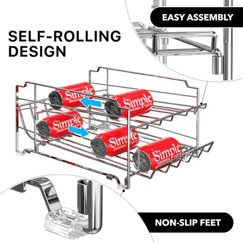 Miniatura 4 de Simple Houseware Dispensador de latas de carga frontal de doble fila, cromado