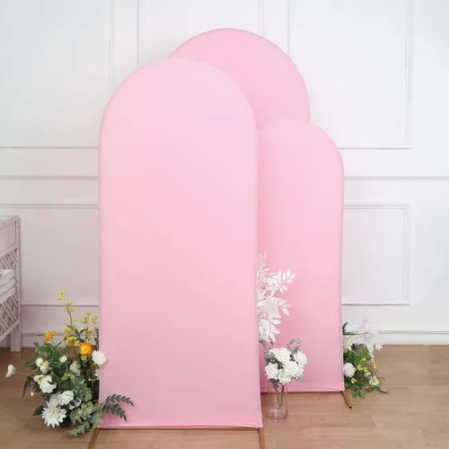 Miniatura 22 de Efavormart Juego de 3 Fundas de Arco de Boda de Spandex Lavanda Mate Ajustadas para Soportes de Telón de Fondo Chiara de Parte Superior Redonda