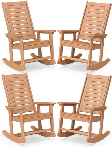 Miniatura 30 de BRIOPAWS Outdoor Rocking Chairs Set of 2 HDPE Plastic Porch Rockers Aqua Oversized Patio Rocker Chair High Back for Big Man Weather